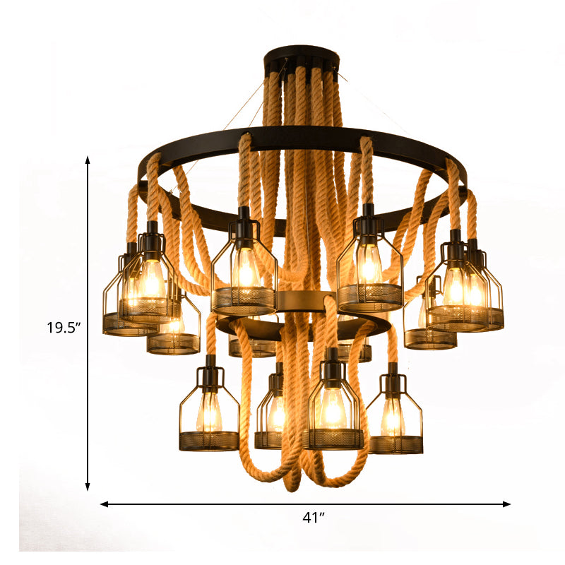 Circular Metallic Chandelier Factory 4/6/14 Lights Restaurant Ceiling Light Fixture in Black Clearhalo 'Cast Iron' 'Ceiling Lights' 'Chandeliers' 'Industrial Chandeliers' 'Industrial' 'Metal' 'Middle Century Chandeliers' 'Rustic Chandeliers' 'Tiffany' Lighting' 326783