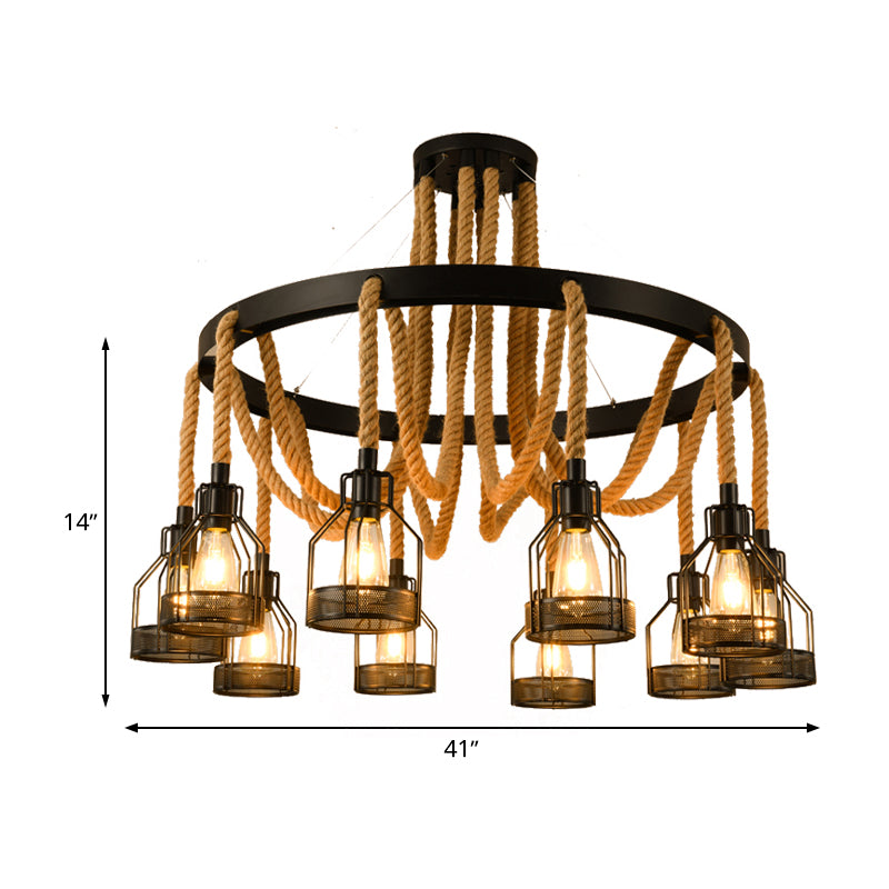 Circular Metallic Chandelier Factory 4/6/14 Lights Restaurant Ceiling Light Fixture in Black Clearhalo 'Cast Iron' 'Ceiling Lights' 'Chandeliers' 'Industrial Chandeliers' 'Industrial' 'Metal' 'Middle Century Chandeliers' 'Rustic Chandeliers' 'Tiffany' Lighting' 326787