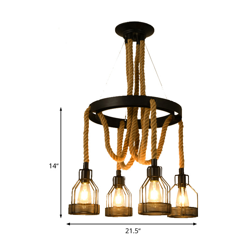 Circular Metallic Chandelier Factory 4/6/14 Lights Restaurant Ceiling Light Fixture in Black Clearhalo 'Cast Iron' 'Ceiling Lights' 'Chandeliers' 'Industrial Chandeliers' 'Industrial' 'Metal' 'Middle Century Chandeliers' 'Rustic Chandeliers' 'Tiffany' Lighting' 326795