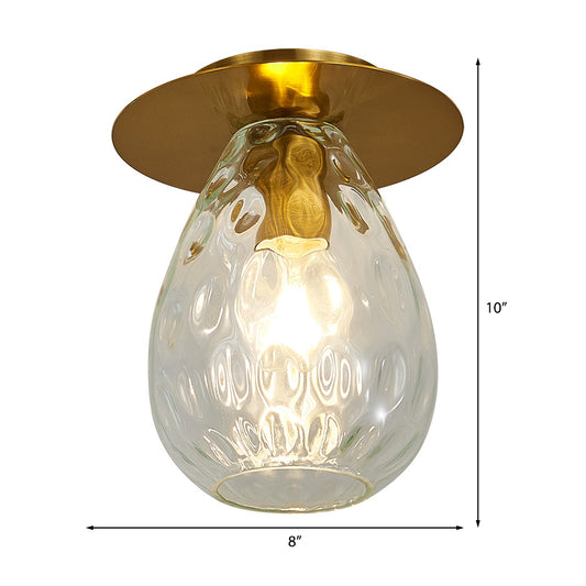 Pear Shaped Dimple Glass Flush Mount Lamp Nordic 1 Light Clear Flush Mount Light Fixture for Living Room Clearhalo 'Ceiling Lights' 'Close To Ceiling Lights' 'Close to ceiling' 'Flush mount' Lighting' 326880