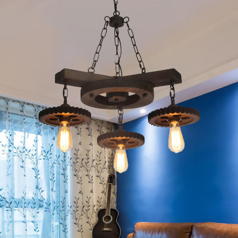 Rust Exposed Bulb Ceiling Chandelier Industrial Metallic 3/7 Lights Restaurant Pendant Light Kit Clearhalo 'Cast Iron' 'Ceiling Lights' 'Chandeliers' 'Industrial Chandeliers' 'Industrial' 'Metal' 'Middle Century Chandeliers' 'Rustic Chandeliers' 'Tiffany' Lighting' 326906