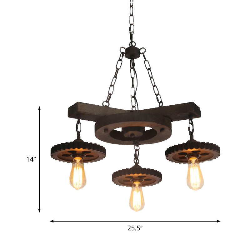 Rust Exposed Bulb Ceiling Chandelier Industrial Metallic 3/7 Lights Restaurant Pendant Light Kit Clearhalo 'Cast Iron' 'Ceiling Lights' 'Chandeliers' 'Industrial Chandeliers' 'Industrial' 'Metal' 'Middle Century Chandeliers' 'Rustic Chandeliers' 'Tiffany' Lighting' 326909