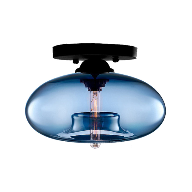 Oblong Flush Ceiling Light Fixture Modernist Glass 1 Light Sky Blue/Amber/Smoke Gray/Coffee Ceiling Light Fixture, 11" W Clearhalo 'Ceiling Lights' 'Close To Ceiling Lights' 'Close to ceiling' 'Flush mount' Lighting' 326912