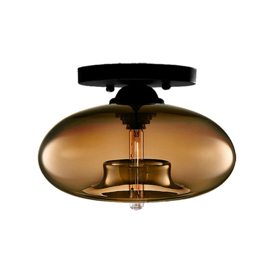 Oblong Flush Ceiling Light Fixture Modernist Glass 1 Light Sky Blue/Amber/Smoke Gray/Coffee Ceiling Light Fixture, 11" W Clearhalo 'Ceiling Lights' 'Close To Ceiling Lights' 'Close to ceiling' 'Flush mount' Lighting' 326916