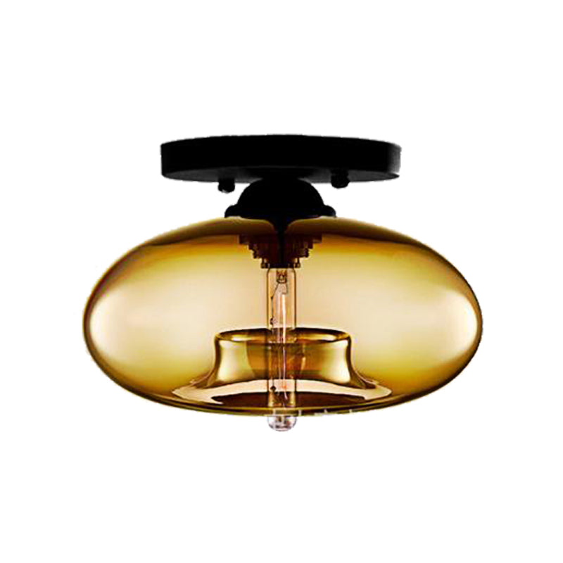 Oblong Flush Ceiling Light Fixture Modernist Glass 1 Light Sky Blue/Amber/Smoke Gray/Coffee Ceiling Light Fixture, 11" W Clearhalo 'Ceiling Lights' 'Close To Ceiling Lights' 'Close to ceiling' 'Flush mount' Lighting' 326919