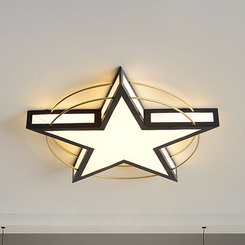 Star/Triangle Flush Mount Lighting Nordic Metal Black/Grey Ceiling Flush Light with Acrylic Diffuser Black 20.5" Clearhalo 'Ceiling Lights' 'Close To Ceiling Lights' 'Close to ceiling' 'Flush mount' Lighting' 326938