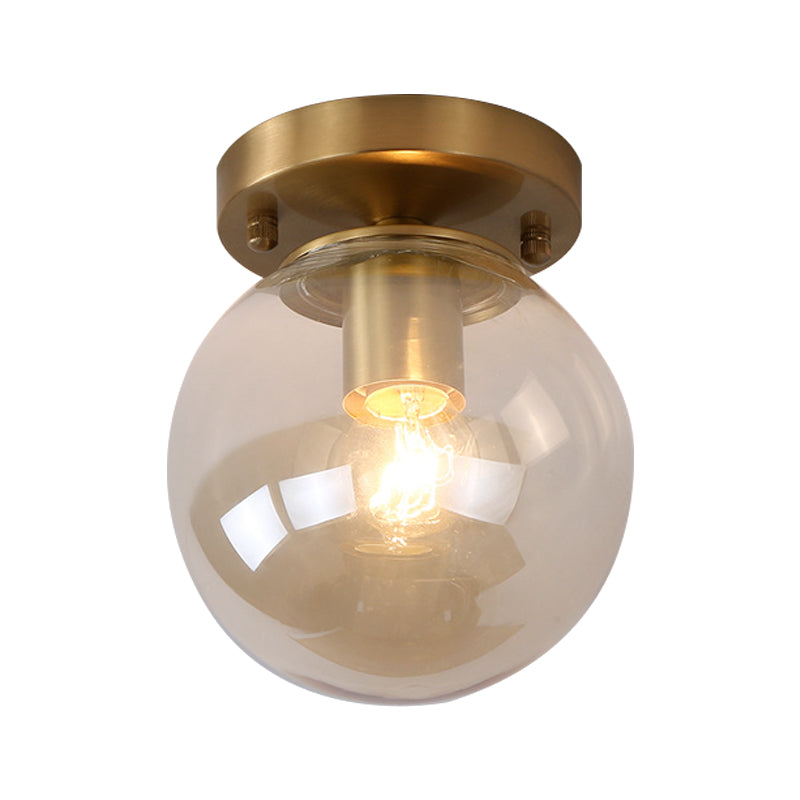 Blue/Tan Spherical Flushmount Light Minimalism Glass 1 Head Balcony Ceiling Light Flush Mount Clearhalo 'Ceiling Lights' 'Close To Ceiling Lights' 'Close to ceiling' 'Flush mount' Lighting' 327055