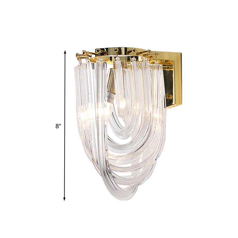 Clear Glass Geometric Wall Sconce Modernist 1 Head Wall Lighting Fixture for Living Room Clearhalo 'Cast Iron' 'Glass' 'Industrial' 'Modern wall lights' 'Modern' 'Tiffany' 'Traditional wall lights' 'Wall Lamps & Sconces' 'Wall Lights' Lighting' 327498