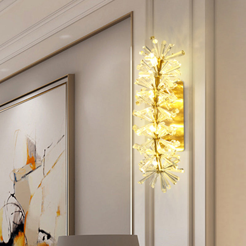 Sputnik Living Room Sconce Light Vintage Clear Crystal 8 Lights Gold Wall Lighting Fixture Gold Clearhalo 'Wall Lamps & Sconces' 'Wall Lights' Lighting' 327939