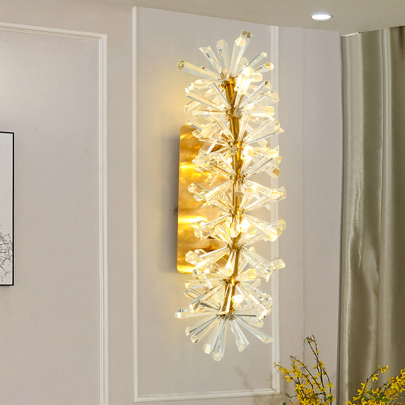 Sputnik Living Room Sconce Light Vintage Clear Crystal 8 Lights Gold Wall Lighting Fixture Clearhalo 'Wall Lamps & Sconces' 'Wall Lights' Lighting' 327940