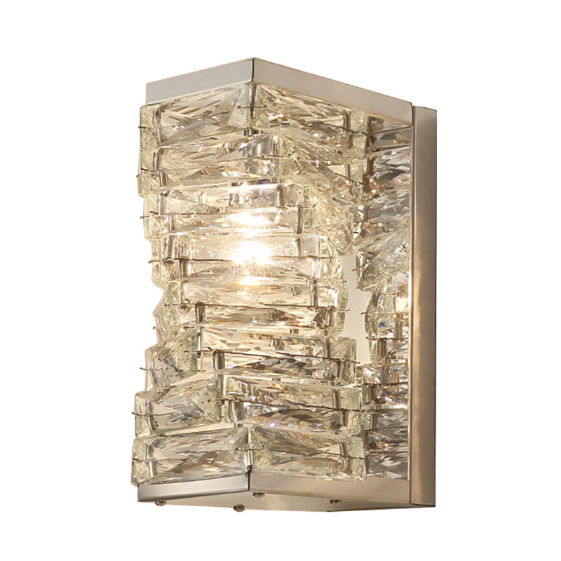 Geometric Sconce Light Modernism Clear Crystal 1 Bulb Living Room LED Wall Lighting Fixture Clearhalo 'Modern wall lights' 'Modern' 'Wall Lamps & Sconces' 'Wall Lights' Lighting' 328094