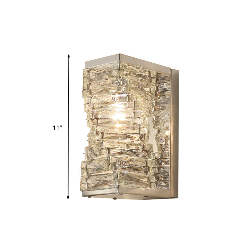 Geometric Sconce Light Modernism Clear Crystal 1 Bulb Living Room LED Wall Lighting Fixture Clearhalo 'Modern wall lights' 'Modern' 'Wall Lamps & Sconces' 'Wall Lights' Lighting' 328095