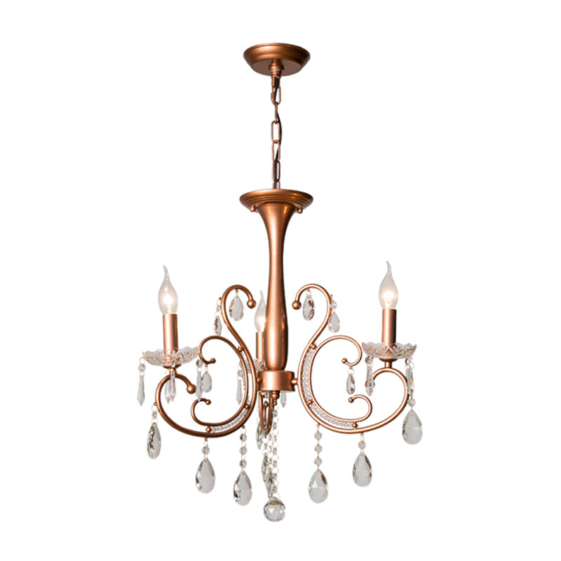 Brass 3/6/8 Lights Chandelier Lamp Countryside Crystal Curvy Suspension Pendant Light Clearhalo 'Ceiling Lights' 'Chandeliers' Lighting' options 328130