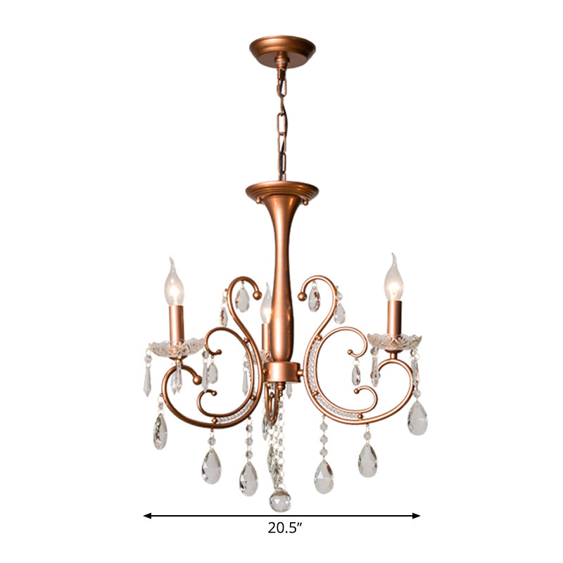 Brass 3/6/8 Lights Chandelier Lamp Countryside Crystal Curvy Suspension Pendant Light Clearhalo 'Ceiling Lights' 'Chandeliers' Lighting' options 328131