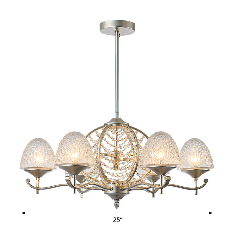 Crystal Tapered Hanging Chandelier Rural 8/10 Lights Living Room Pendant Light Kit in Silver Clearhalo 'Ceiling Lights' 'Chandeliers' Lighting' options 328205