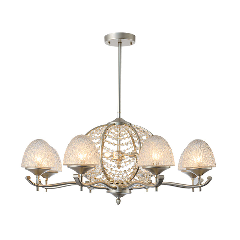 Crystal Tapered Hanging Chandelier Rural 8/10 Lights Living Room Pendant Light Kit in Silver Clearhalo 'Ceiling Lights' 'Chandeliers' Lighting' options 328206