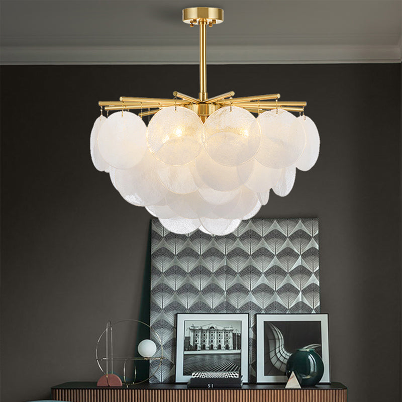 5 Lights Chandelier Light Countryside Layered Crystal Drop Pendant in Gold for Living Room Gold Clearhalo 'Ceiling Lights' 'Chandeliers' Lighting' options 328238_4fedf14e-5a03-42fd-a220-aa76926a7c39