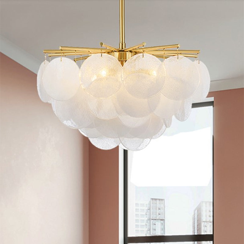 5 Lights Chandelier Light Countryside Layered Crystal Drop Pendant in Gold for Living Room Clearhalo 'Ceiling Lights' 'Chandeliers' Lighting' options 328239