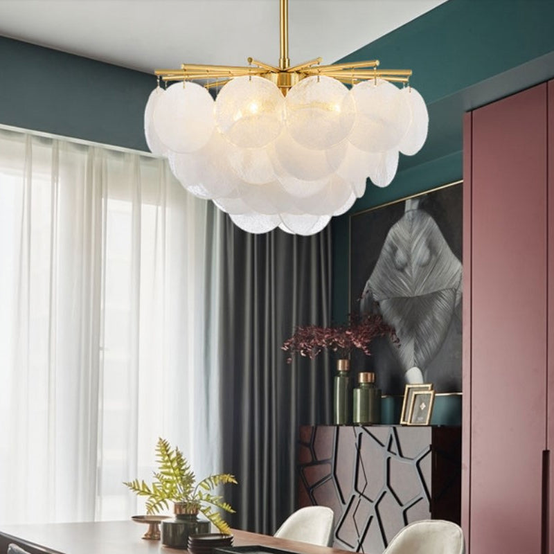 5 Lights Chandelier Light Countryside Layered Crystal Drop Pendant in Gold for Living Room Clearhalo 'Ceiling Lights' 'Chandeliers' Lighting' options 328240