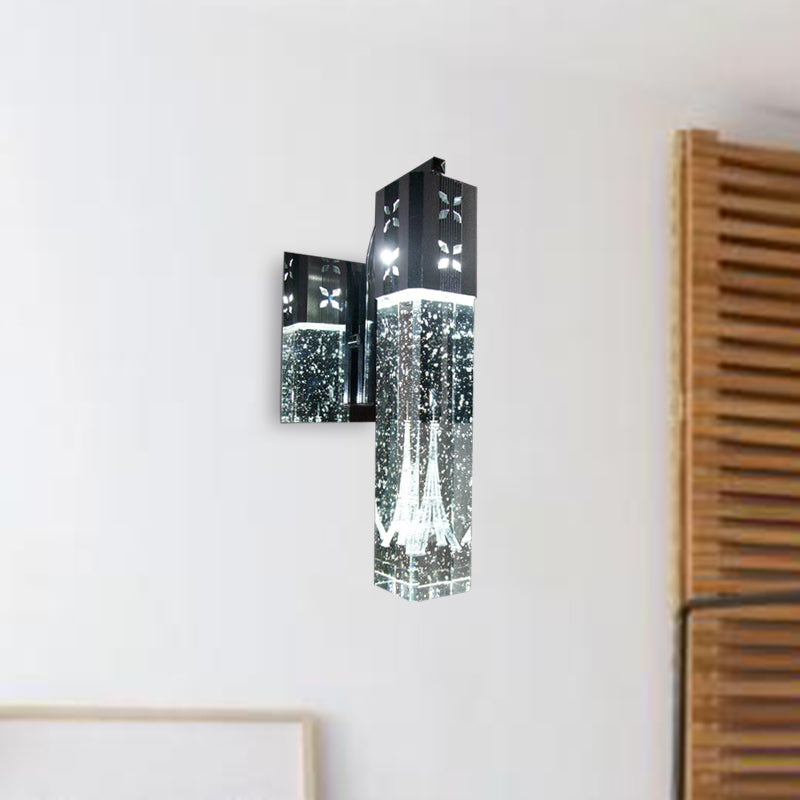 Bubble Crystal Rectangle Wall Sconce Light Modernist LED Nickle Wall Lighting Fixture in Warm/White/2 Color Light Nickel Clearhalo 'Modern wall lights' 'Modern' 'Wall Lamps & Sconces' 'Wall Lights' Lighting' 328301