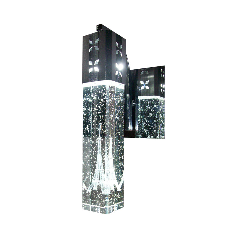 Bubble Crystal Rectangle Wall Sconce Light Modernist LED Nickle Wall Lighting Fixture in Warm/White/2 Color Light Clearhalo 'Modern wall lights' 'Modern' 'Wall Lamps & Sconces' 'Wall Lights' Lighting' 328304