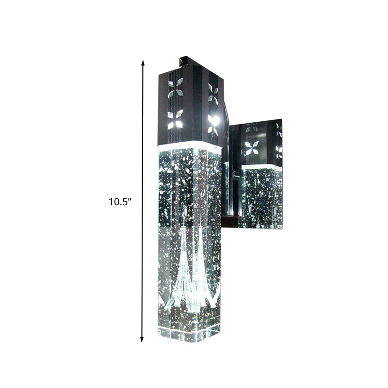 Bubble Crystal Rectangle Wall Sconce Light Modernist LED Nickle Wall Lighting Fixture in Warm/White/2 Color Light Clearhalo 'Modern wall lights' 'Modern' 'Wall Lamps & Sconces' 'Wall Lights' Lighting' 328305