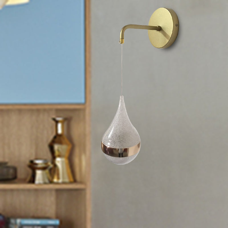 Gold Teardrop Wall Sconce Lighting Contemporary LED Crystal Wall Light Fixture in Warm/White/3 Color Light Clearhalo 'Modern wall lights' 'Modern' 'Wall Lamps & Sconces' 'Wall Lights' Lighting' 328314