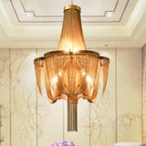 Metallic Chain Chandelier Lighting Fixture Rural 6 Lights Living Room Hanging Ceiling Light in Brown/Gold Clearhalo 'Ceiling Lights' 'Chandeliers' Lighting' options 328363