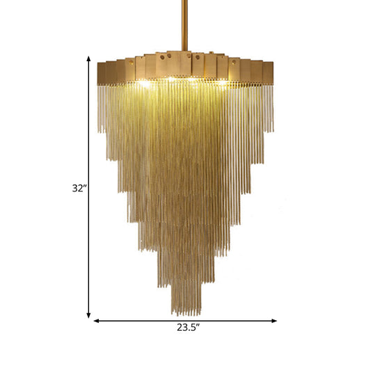 Metal Conical Chandelier Lamp Traditional 16 Lights Living Room Suspension Lighting in Brass Clearhalo 'Ceiling Lights' 'Chandeliers' Lighting' options 328479