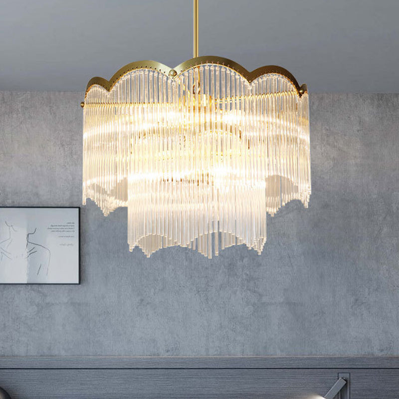 Crystal Gold Hanging Chandelier Round 6/9 Lights Traditional Ceiling Down Lighting Pendant for Bedroom Clearhalo 'Ceiling Lights' 'Chandeliers' Lighting' options 328513