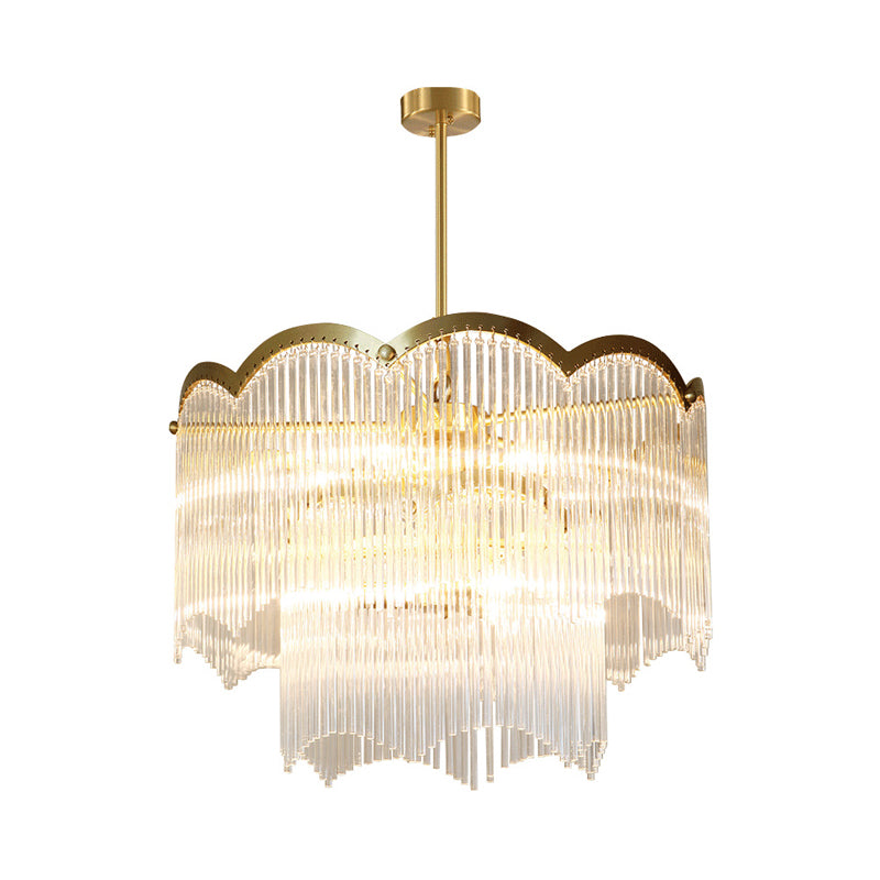 Crystal Gold Hanging Chandelier Round 6/9 Lights Traditional Ceiling Down Lighting Pendant for Bedroom Clearhalo 'Ceiling Lights' 'Chandeliers' Lighting' options 328515