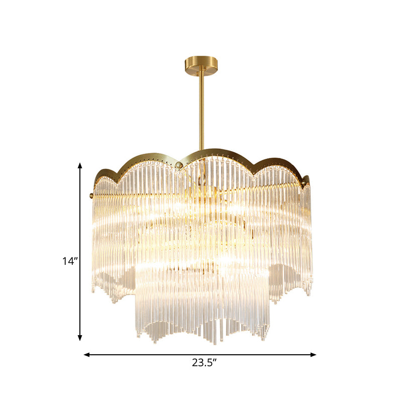 Crystal Gold Hanging Chandelier Round 6/9 Lights Traditional Ceiling Down Lighting Pendant for Bedroom Clearhalo 'Ceiling Lights' 'Chandeliers' Lighting' options 328516