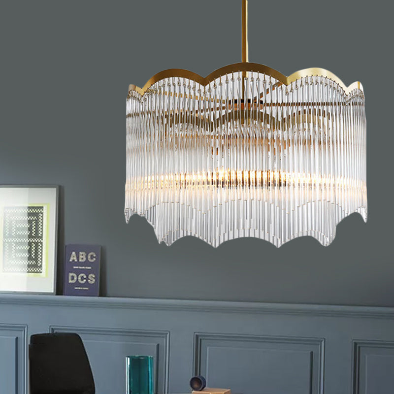 Crystal Gold Hanging Chandelier Round 6/9 Lights Traditional Ceiling Down Lighting Pendant for Bedroom Clearhalo 'Ceiling Lights' 'Chandeliers' Lighting' options 328517