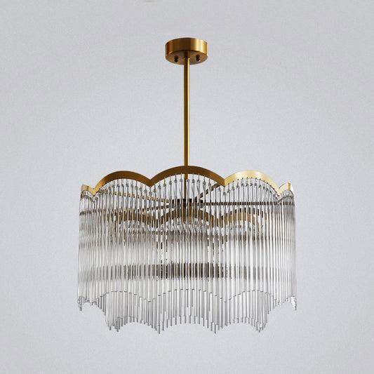 Crystal Gold Hanging Chandelier Round 6/9 Lights Traditional Ceiling Down Lighting Pendant for Bedroom Clearhalo 'Ceiling Lights' 'Chandeliers' Lighting' options 328519