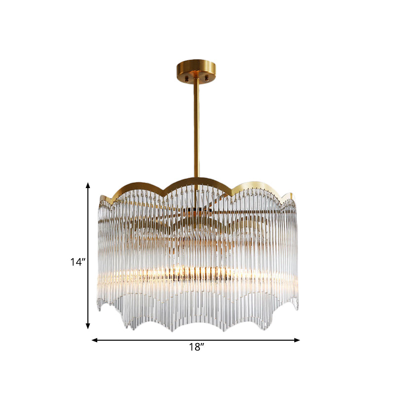 Crystal Gold Hanging Chandelier Round 6/9 Lights Traditional Ceiling Down Lighting Pendant for Bedroom Clearhalo 'Ceiling Lights' 'Chandeliers' Lighting' options 328520