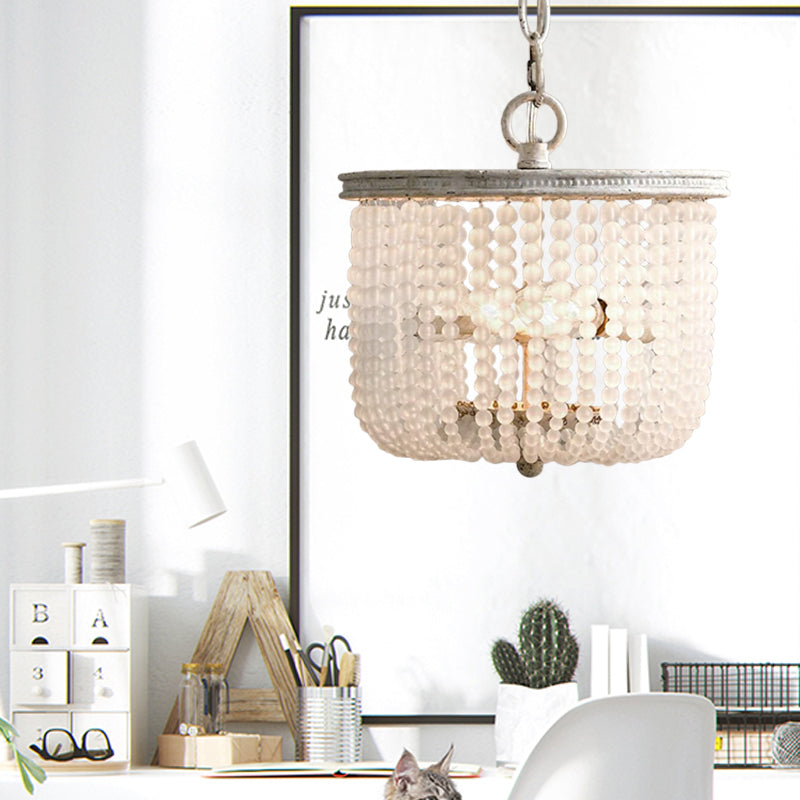 8.5"/14" Wide Rustic Rounded Chandelier 2 Lights Crystal Suspension Lighting Fixture in White for Bedroom White 8.5" Clearhalo 'Ceiling Lights' 'Chandeliers' Lighting' options 328533_27ebe866-fa00-4e18-90e8-9b6a7dd6ccfd