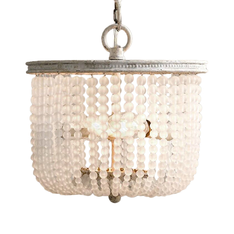 8.5"/14" Wide Rustic Rounded Chandelier 2 Lights Crystal Suspension Lighting Fixture in White for Bedroom Clearhalo 'Ceiling Lights' 'Chandeliers' Lighting' options 328536