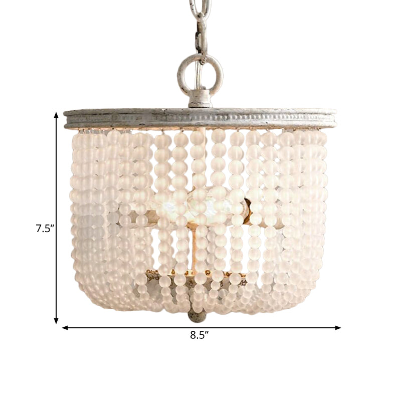 8.5"/14" Wide Rustic Rounded Chandelier 2 Lights Crystal Suspension Lighting Fixture in White for Bedroom Clearhalo 'Ceiling Lights' 'Chandeliers' Lighting' options 328537