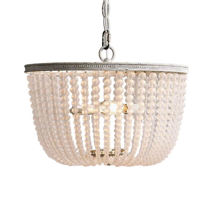 8.5"/14" Wide Rustic Rounded Chandelier 2 Lights Crystal Suspension Lighting Fixture in White for Bedroom White 14" Clearhalo 'Ceiling Lights' 'Chandeliers' Lighting' options 328538_f32de81f-522f-4729-9254-ad29f5b37cea