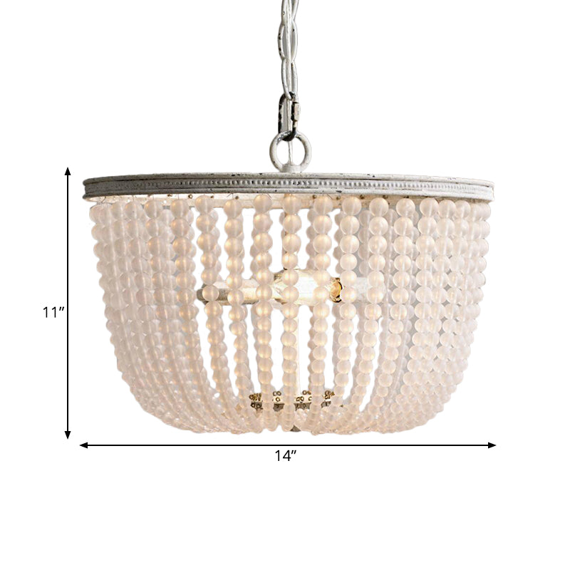 8.5"/14" Wide Rustic Rounded Chandelier 2 Lights Crystal Suspension Lighting Fixture in White for Bedroom Clearhalo 'Ceiling Lights' 'Chandeliers' Lighting' options 328539