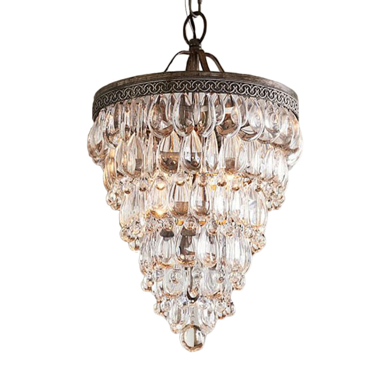 Layered Crystal Chandelier Lighting Fixture Traditional 8 Lights Living Room Pendant Lamp in Bronze Clearhalo 'Ceiling Lights' 'Chandeliers' Lighting' options 328626