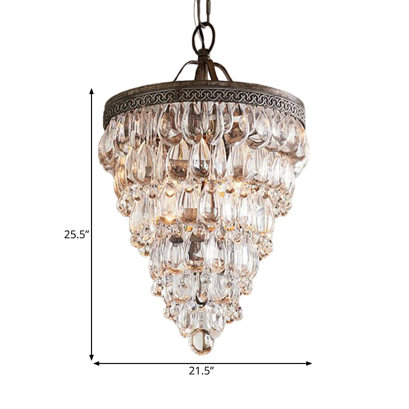 Layered Crystal Chandelier Lighting Fixture Traditional 8 Lights Living Room Pendant Lamp in Bronze Clearhalo 'Ceiling Lights' 'Chandeliers' Lighting' options 328627