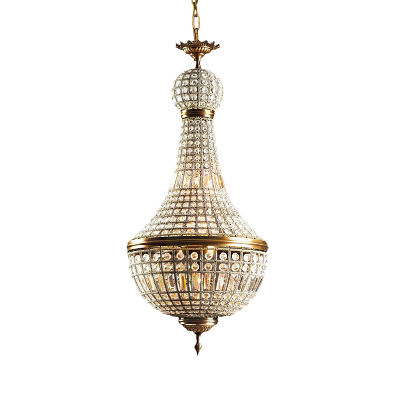 Basket Bedroom Chandelier Lamp Minimalism Crystal 6 Lights Brass Hanging Pendant Light Clearhalo 'Ceiling Lights' 'Chandeliers' Lighting' options 328637