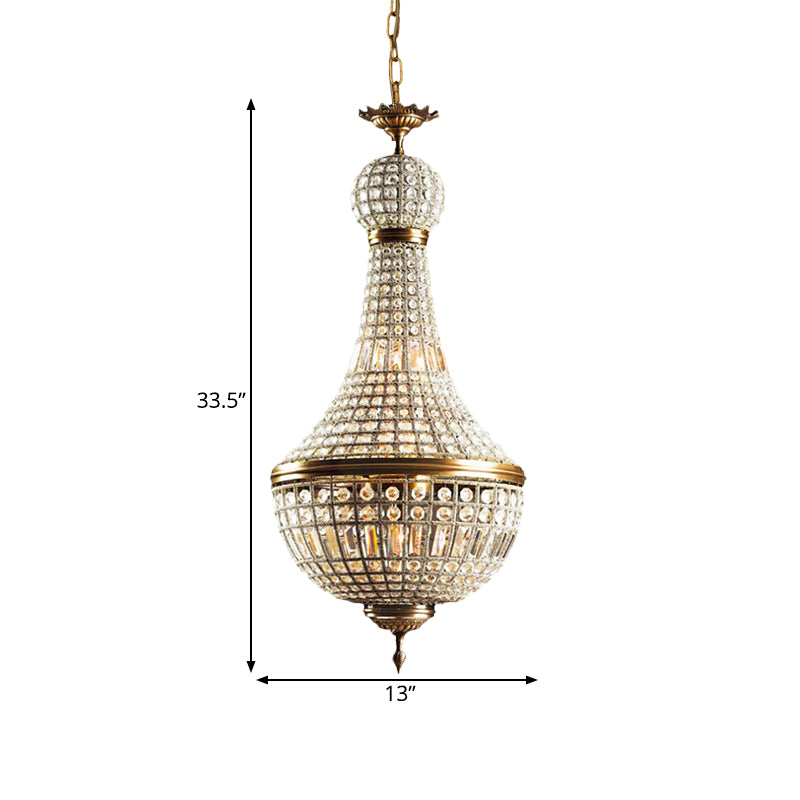 Basket Bedroom Chandelier Lamp Minimalism Crystal 6 Lights Brass Hanging Pendant Light Clearhalo 'Ceiling Lights' 'Chandeliers' Lighting' options 328638