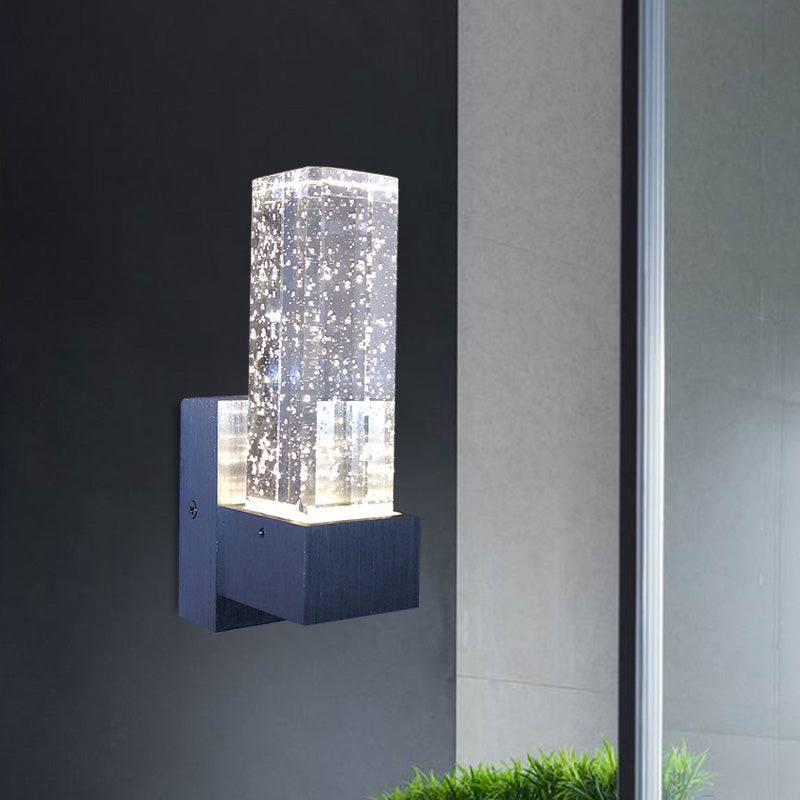 Rectangular Wall Sconce Lighting Modernism Clear Bubble Crystal LED Bedroom Wall Mounted Light Fixture in Warm/White Light Clear Clearhalo 'Modern wall lights' 'Modern' 'Wall Lamps & Sconces' 'Wall Lights' Lighting' 328644