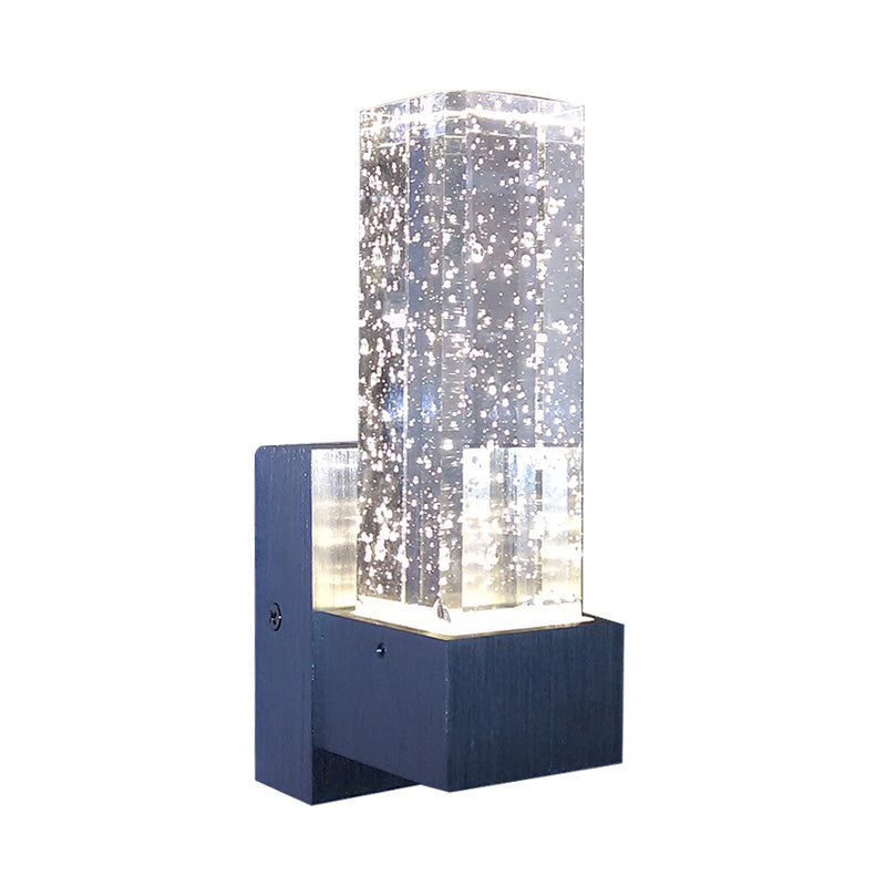 Rectangular Wall Sconce Lighting Modernism Clear Bubble Crystal LED Bedroom Wall Mounted Light Fixture in Warm/White Light Clearhalo 'Modern wall lights' 'Modern' 'Wall Lamps & Sconces' 'Wall Lights' Lighting' 328646