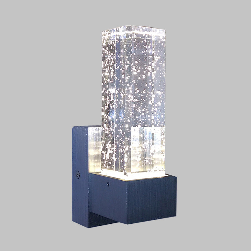 Rectangular Wall Sconce Lighting Modernism Clear Bubble Crystal LED Bedroom Wall Mounted Light Fixture in Warm/White Light Clearhalo 'Modern wall lights' 'Modern' 'Wall Lamps & Sconces' 'Wall Lights' Lighting' 328647