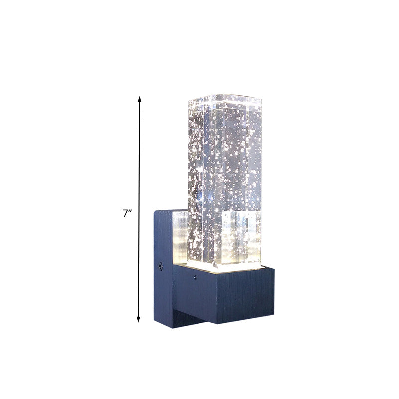 Rectangular Wall Sconce Lighting Modernism Clear Bubble Crystal LED Bedroom Wall Mounted Light Fixture in Warm/White Light Clearhalo 'Modern wall lights' 'Modern' 'Wall Lamps & Sconces' 'Wall Lights' Lighting' 328648