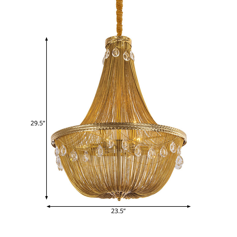 Gold 8 Lights Chandelier Pendant Light Countryside Metal Chain Suspension Lamp for Living Room Clearhalo 'Ceiling Lights' 'Chandeliers' Lighting' options 328657