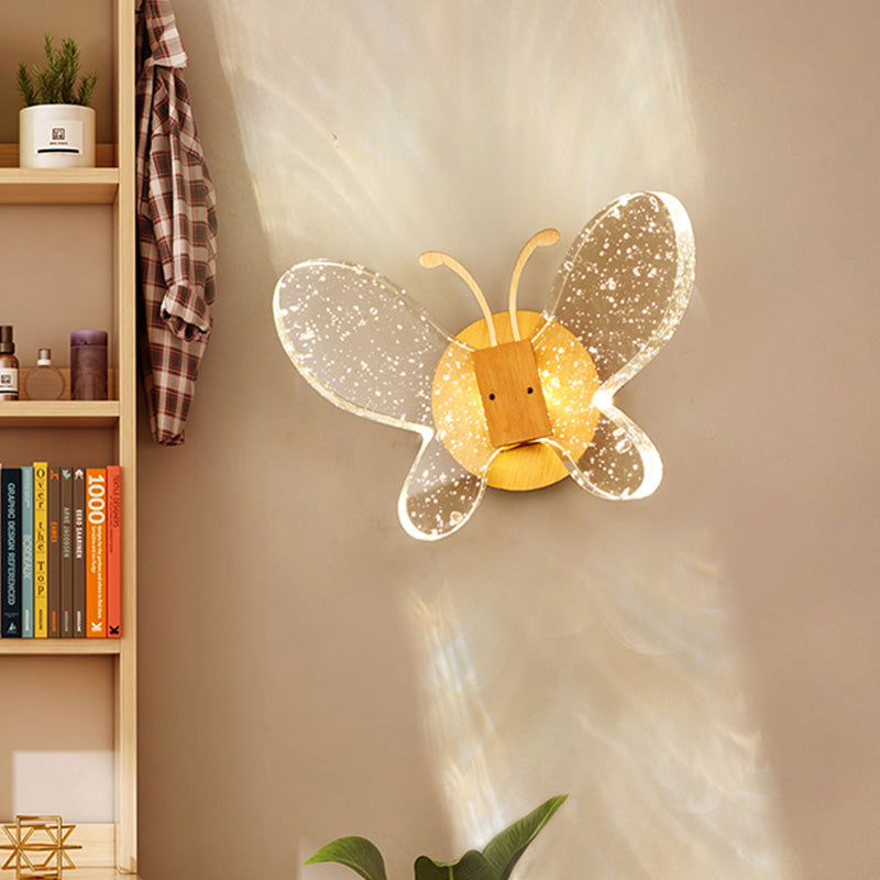 Modern Butterfly Bubble Crystal Sconce LED Wall Mounted Light Fixture in Gold for Bedroom Gold Clearhalo 'Modern wall lights' 'Modern' 'Wall Lamps & Sconces' 'Wall Lights' Lighting' 328662